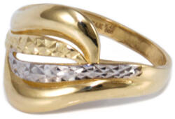 Ékszershop Bicolor vésett hullámos arany gyűrű (1333832)