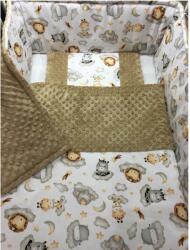 3 részes pamut/minky baba ágynemű szett - Csoki felhős állatok