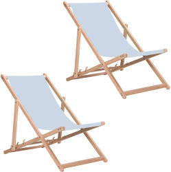 AGA 2x Összecsukható fa napozóágy Világosszürke (K18265)