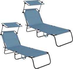 AGA 2x Kerti állítható napozóágy tetővel Világoskék (2x MR4254-LightBlue)