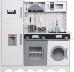 AGA Gyermek fa konyha Hedwig XXL páraelszívóval, mosógéppel és valósághű effektusokkal Fehér-szürke (MR6160 - White)