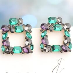 HARAHU Kristály Fülbevaló - Sötétzöld KP39528