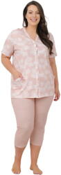 Italian Fashion pijama damă PERLA mânecă scurtă, pantaloni 3/4, somon/imprimeu: L (AAF-KPZ-PERLAK3LL L)