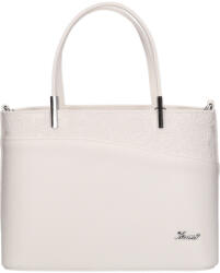 Karen D 444 fehér virág rostbőr táska