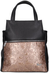 Karen 9549 fekete bronz virág rostbőr női hátizsák