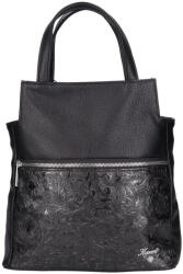 Karen 9549 fekete virág rostbőr táska
