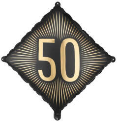PartyDeco S. r. o 50. Évszámos lufi, fólia, fekete, arany számmal Lufi