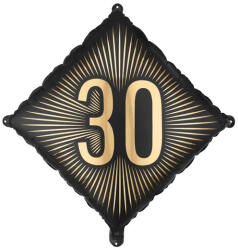 PartyDeco S. r. o 30. Évszámos lufi, fólia, fekete, arany számmal