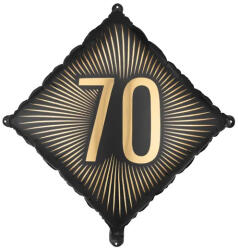 PartyDeco S. r. o 70. Évszámos lufi, fólia, fekete, arany számmal
