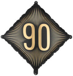 PartyDeco S. r. o 90. Évszámos lufi, fólia, fekete, arany számmal
