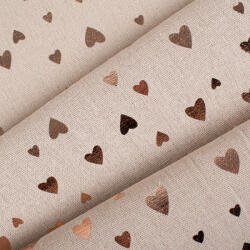 Takoy Dekorációs juta szövet természetes színű arany szívecskékkel