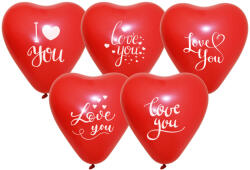 Balonevi lufi, 12" 30cm, 7db/cs, Szív alakú, I Love You (LUFI913037)