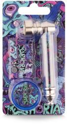 EUPHORIA Kit Euphoria Psychedelic Pipa metalica + Grinder + 5 Site metalice