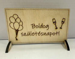  Lézervágott fa tábla - "Boldog születésnapot! (FEB04)