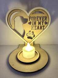  Forever in My Heart - Kutyás emlék mécsestartó LED mécsessel (FEM06)