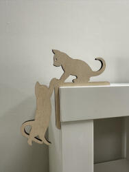  Lézervágott Fa Macskás Dekoráció - „Játszó Cicák (FEHD04)