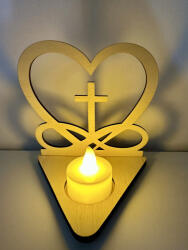  Örök fény - szív és kereszt motívumos mécsestartó (FEM10)