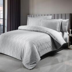 First Choice Lenjerie de lux pat dublu jacquard satin 6 piese, First Choice, Norel Gri geometric Lenjerie de pat