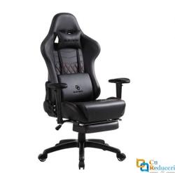 Blirowin Scaun ergonomic premium de birou sau gaming, Blirowin®, suport lombar reglabil cu masaj, spuma cu memorie, sezut cu revenire rapida, suport picioare extensibil, piele PU, negru (SCA61286128)