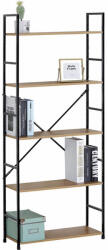 AdTrend Raft pardoseala fier negru mdf maro 58, 5 x 23, 5 x 144 cm (107093) Raft
