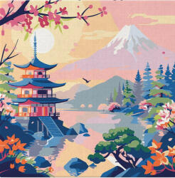 Figured Art Mini set pictura pe numere, cu sasiu, Pagoda si muntele Fuji, 20x20 cm (SFA305-Y)
