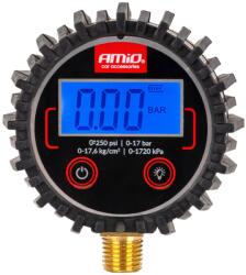 AMIO Manometru Digital Presiune Anvelope, 0-17 Bar 0-250 PSI, Carcasa Cauciuc Protectie, Citire Rapida, Display Digital Iluminat, Precizie (04463)