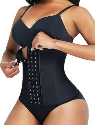 FeelinGirl Corset modelator talie FeelinGirl, Negru, Latex natural, 9 balene otel, Control abdomen, Marime 3XL