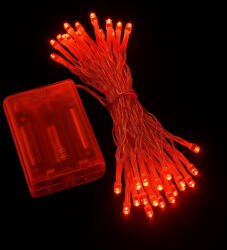 Remishop Fényfüzér 5m elemes piros 50 LED 8 fénymód kültéri/beltéri