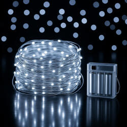 Remishop Fényhuzal 5m elemes hideg fehér 50 LED 8 fénymód kültéri/beltéri