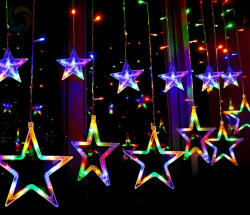 Remishop Csillag Fényfüzér 3m színes 138 LED 8 fénymód toldható kültéri/beltéri