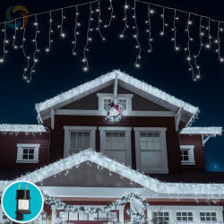 Remishop Jégcsap Fényfüzér 20m hideg fehér 400 LED 8 fénymód toldható kültéri/beltéri