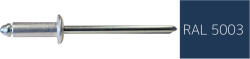 Koelner - Rawlplug Nyitott félgömbfejű húzószegecs 4, 8x20mm festett RAL5003 alumínium-acél