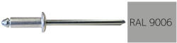 Koelner - Rawlplug Nyitott félgömbfejű húzószegecs 3, 9x12mm festett RAL9006 alumínium-acél
