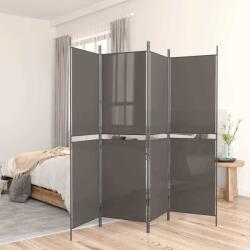 vidaXL Параван за стая, 4 панела, антрацит, 200x220 cм, текстил (350248)