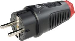PCE Ștecher cu contact de protecție CP PCE 16A negru, din cauciuc integral (PCEETI0512SR)
