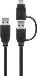 Goobay Cablu USB 3.0 A tata cu adaptor USB A tata la USB Type C tata 0.5m 5Gbit/s negru Goobay (55558) - drumix