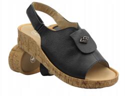 Helios Női Szandál Helios Komfort 140 Fekete Valódi Bőr Tépőzáras Pánt (140.0111)