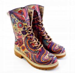  Női fűzős bokacsizma Goby színes absztrakt mintával 39 (16162)