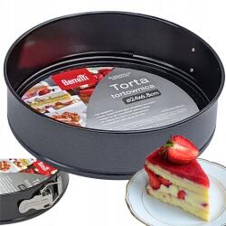 Berretti kerek cipzáras tortatál non-stick fekete szénacél 24 cm (143-227)