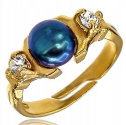 Arande Gyűrű Valódi Gyöngyökkel, Pávaszem Kristályokkal, Arany és Ezüst Színben (702698)