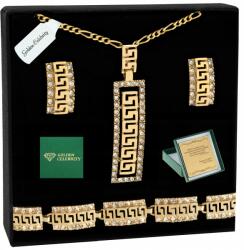 Golden Celebrity Női Ékszer Szett Ezüst Pr. 925 Nyaklánc Fülbevaló Karkötő ( DUŻY GRUBY ZŁOTY DAMSKI KOMPLET BIŻUTERII)