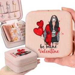  Ékszerdoboz Ékszertartó Rózsaszín Be Mine Mintás (Organizer Na Biżuterię Pudrowy Róż)