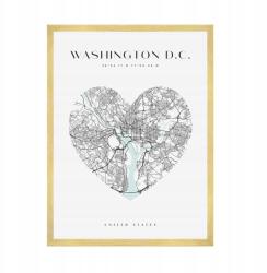 Washington város térkép poszter szívvel 50x70 cm arany keret (MP1-0044_50X70,045)