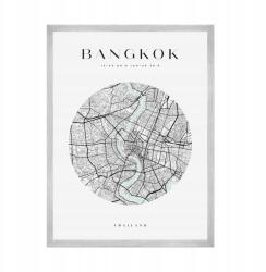  Bangkok, Thaiföld várostérkép plakát, kb. 21x29, 7 cm ezüst színű keret (MP1-0127_21X29,7,039)