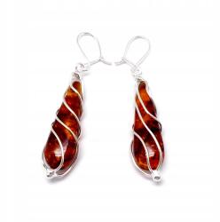 Biżuteria Front Ezüst Fülbevaló Borostyánnyal (0277K)