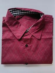  Bordó Rombusz mintás elegáns rövid ujjú férfi ing M-es méret