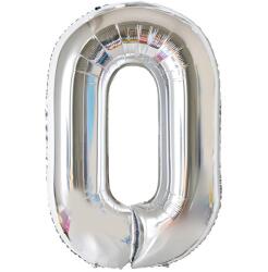 Dekorstar Léggömb Szám 0 Zero Ezüst 100 cm 1 méter Születésnapra Héliumos Fólia Nagy XXL