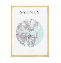  Sydney, Ausztrália várostérkép poszter kb. 50x70 cm arany keret (MP1-0040_50X70,045)