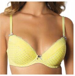 Kinga Pöttyös Csipkés Push-Up Melltartó Limonetta 65H Citromsárga