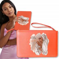  Borítéktáska Estélyi Koralyszínű Sunshine Minta (Torebka Kopertówka Damska Koralowa)